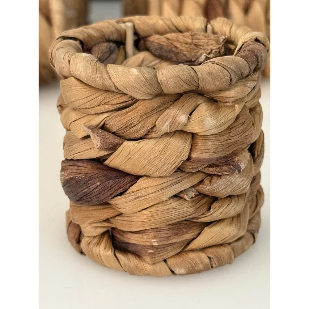 Set of 6 Vtg Woven Seagrass Napkin Rings Rustic Dining Table Place‎ Setting 2